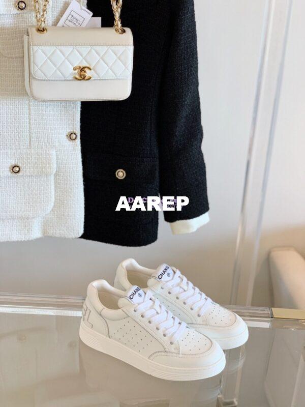 Replica Chanel Trainers Calfskin Sneakers white G36295 3