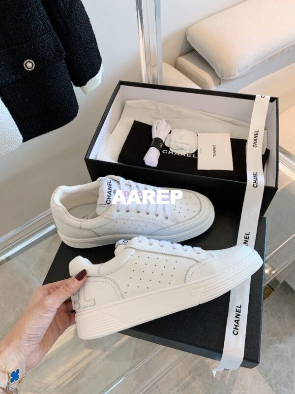 Replica Chanel Trainers Calfskin Sneakers white G36295 4