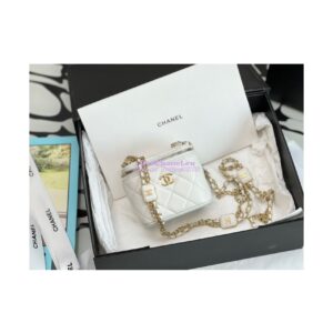 Replica Chanel Small Vanity With Chain in Lambskin AP2931 White