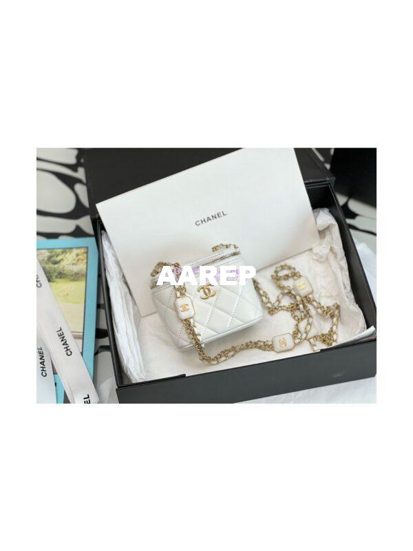 Replica Chanel Small Vanity With Chain in Lambskin AP2931 White 3