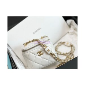 Replica Chanel Small Vanity With Chain in Lambskin AP2931 White 2