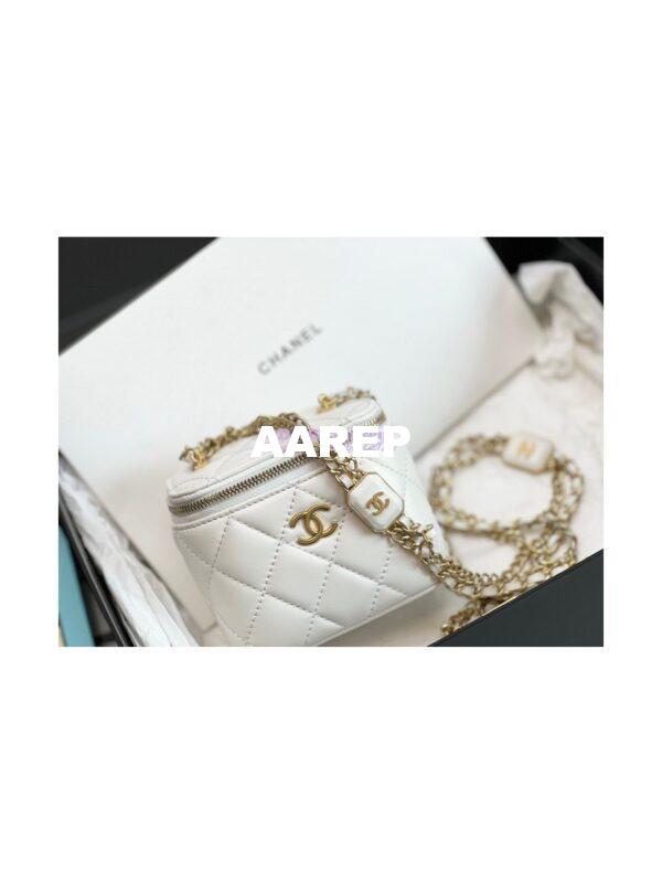 Replica Chanel Small Vanity With Chain in Lambskin AP2931 White 4