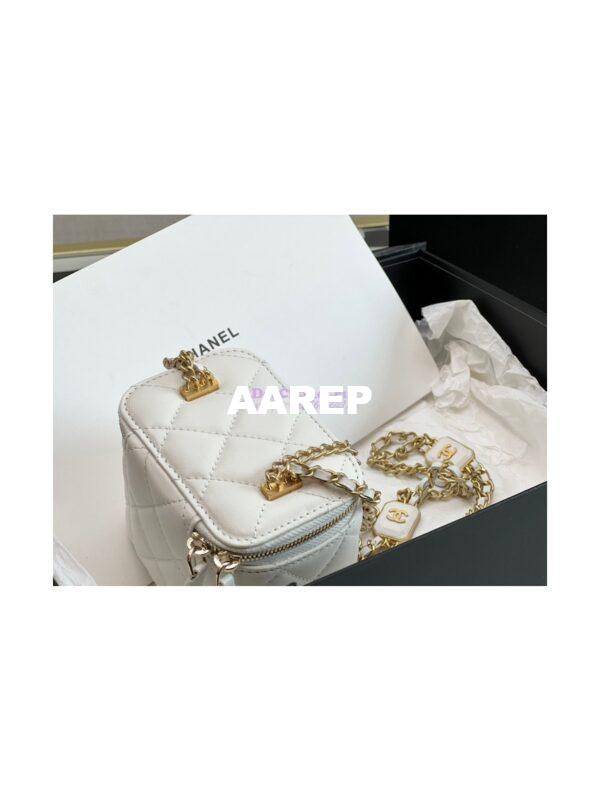 Replica Chanel Small Vanity With Chain in Lambskin AP2931 White 6