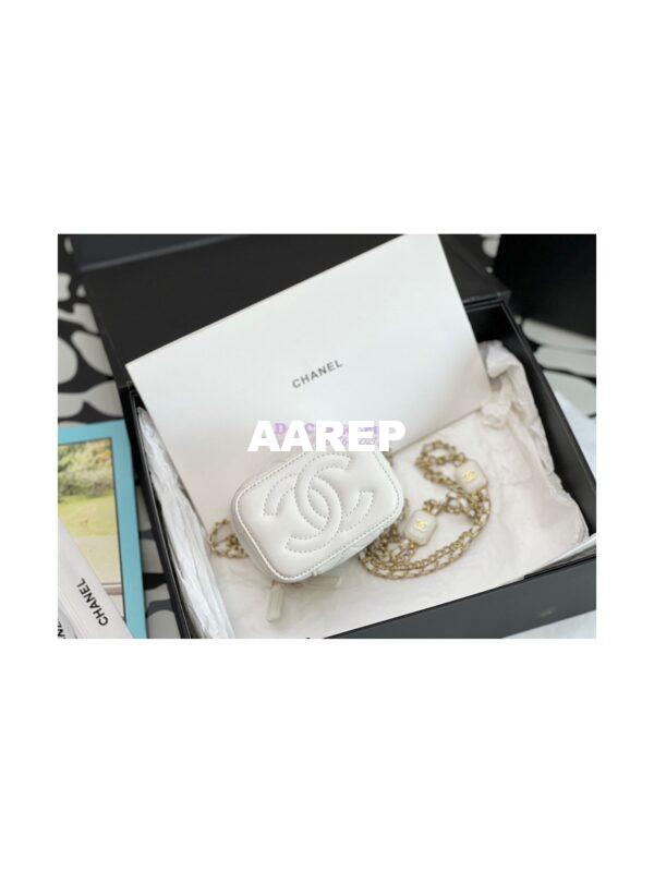 Replica Chanel Small Vanity With Chain in Lambskin AP2931 White 8