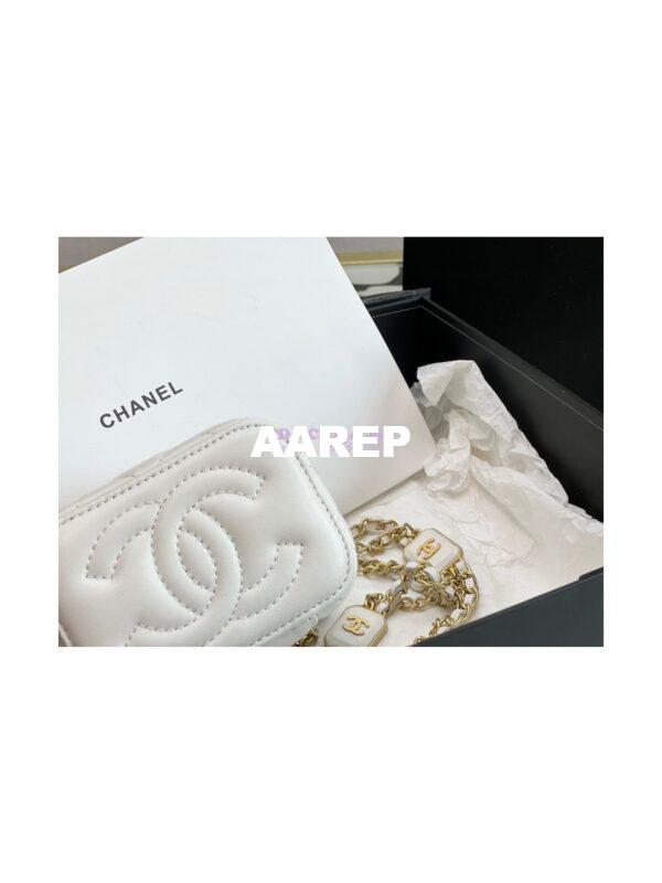 Replica Chanel Small Vanity With Chain in Lambskin AP2931 White 9