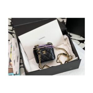 Replica Chanel Small Vanity With Chain in Lambskin AP2931 Black