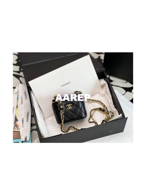 Replica Chanel Small Vanity With Chain in Lambskin AP2931 Black