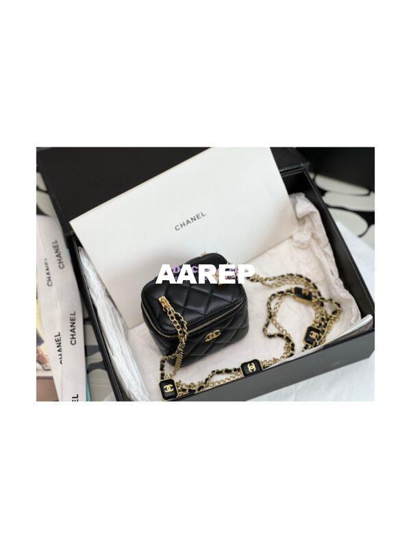Replica Chanel Small Vanity With Chain in Lambskin AP2931 Black 4
