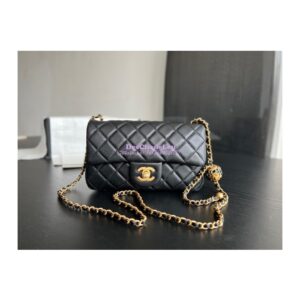 Replica Chanel Lambskin Charm Strap Flap Bag AS1787 Black with New Charm
