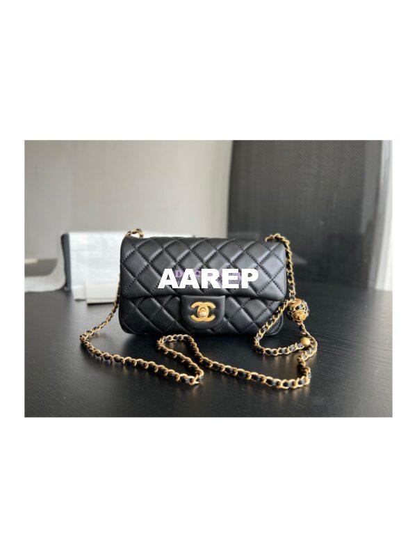 Replica Chanel Lambskin Charm Strap Flap Bag AS1787 Black with New Charm