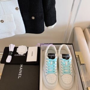 Replica Chanel Trainers Calfskin Sneakers whiteBlue G36295 2