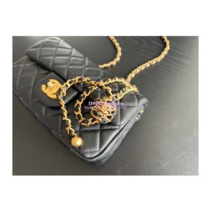 Replica Chanel Lambskin Charm Strap Flap Bag AS1787 Black with New Charm 2