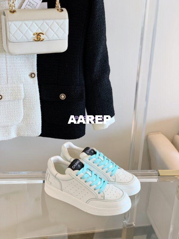 Replica Chanel Trainers Calfskin Sneakers whiteBlue G36295 3