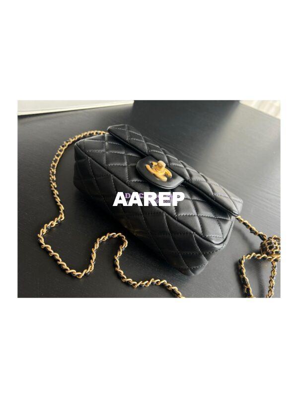 Replica Chanel Lambskin Charm Strap Flap Bag AS1787 Black with New Charm 4