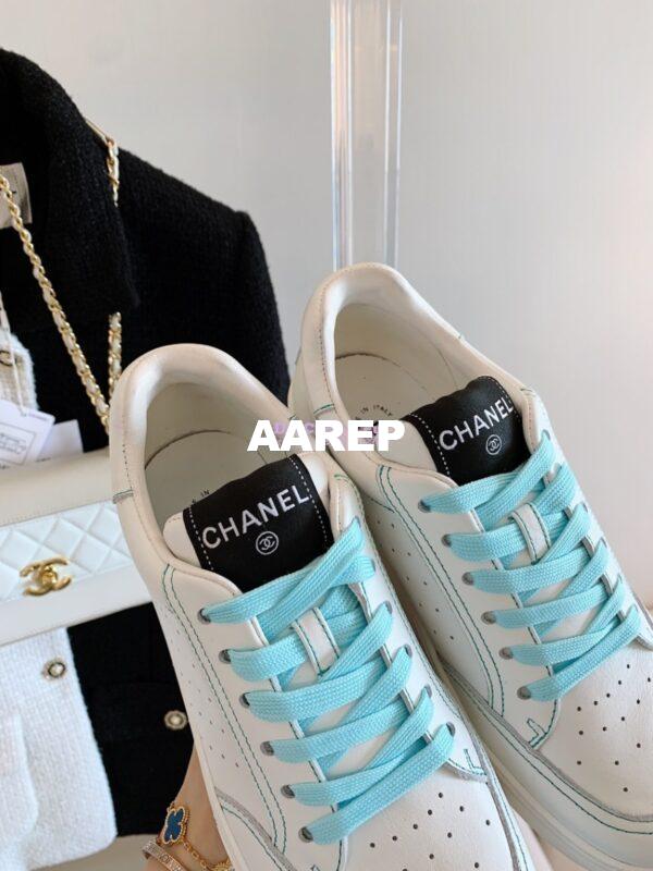 Replica Chanel Trainers Calfskin Sneakers whiteBlue G36295 5
