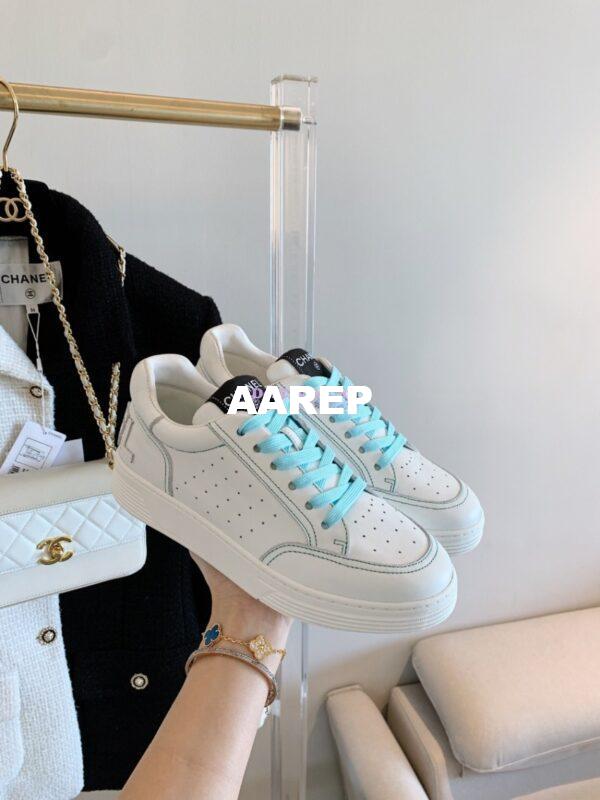 Replica Chanel Trainers Calfskin Sneakers whiteBlue G36295 6