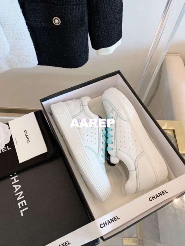 Replica Chanel Trainers Calfskin Sneakers whiteBlue G36295 7