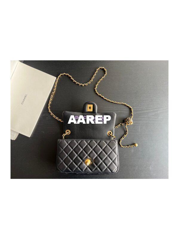 Replica Chanel Lambskin Charm Strap Flap Bag AS1787 Black with New Charm 7