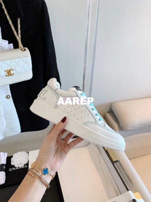 Replica Chanel Trainers Calfskin Sneakers whiteBlue G36295 8