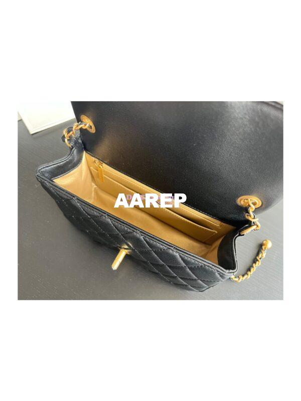 Replica Chanel Lambskin Charm Strap Flap Bag AS1787 Black with New Charm 8