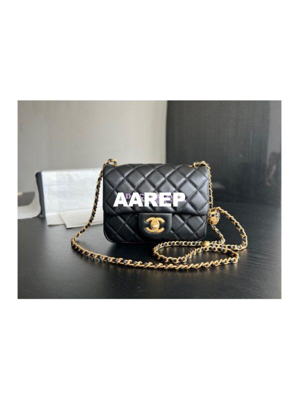 Replica Chanel Lambskin Flap Bag AS1786 Black with New Charm 3