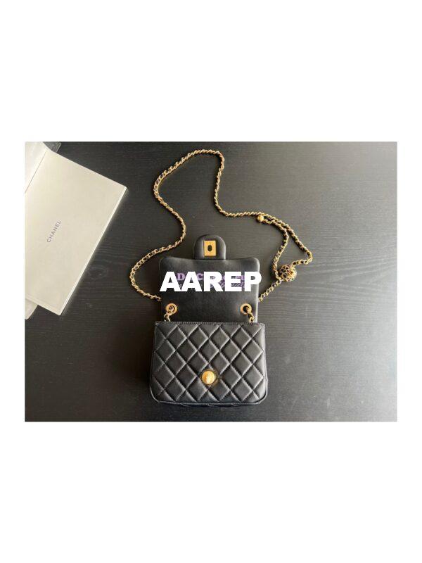 Replica Chanel Lambskin Flap Bag AS1786 Black with New Charm 10