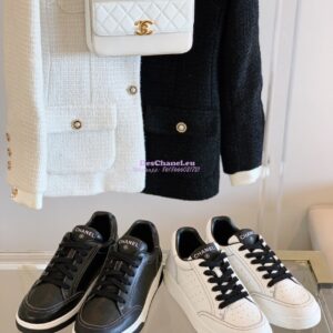 Replica Chanel Trainers Calfskin Sneakers whiteBlack G36295