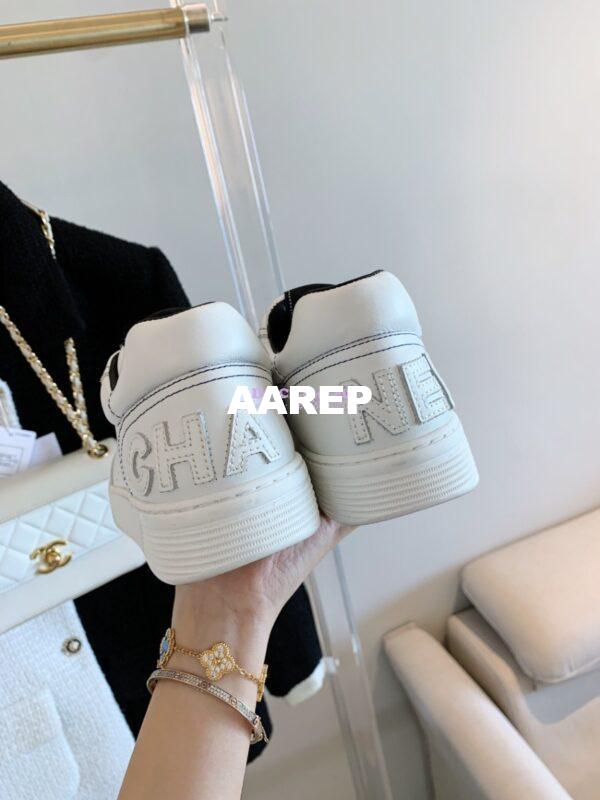 Replica Chanel Trainers Calfskin Sneakers whiteBlack G36295 6