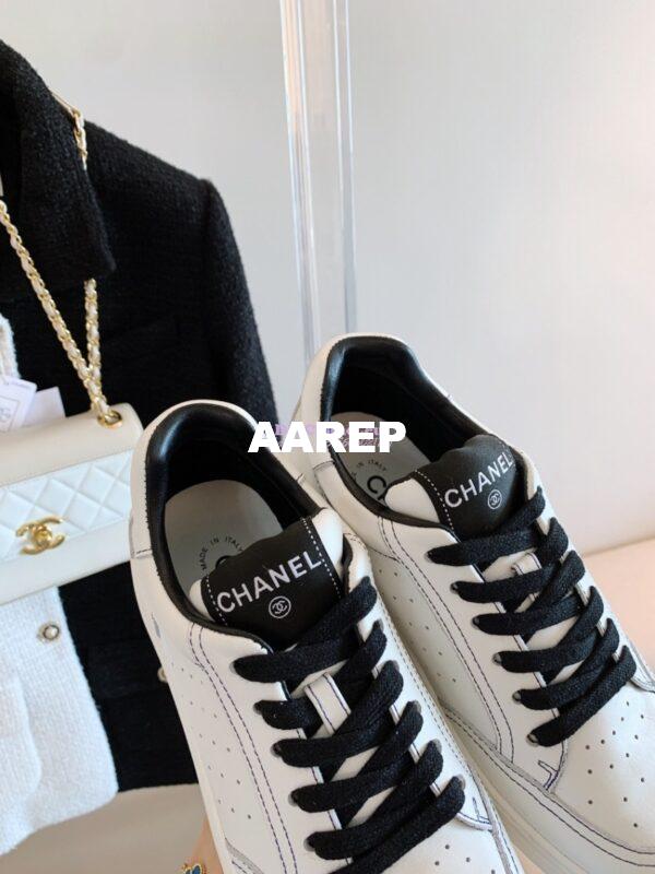 Replica Chanel Trainers Calfskin Sneakers whiteBlack G36295 9