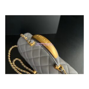 Replica Chanel Lambskin Mini Flap Bag With Metal Top Handle AS2431 Grey 2