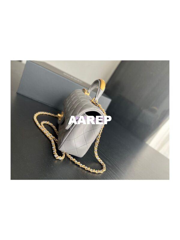 Replica Chanel Lambskin Mini Flap Bag With Metal Top Handle AS2431 Grey 5