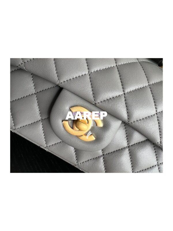 Replica Chanel Lambskin Mini Flap Bag With Metal Top Handle AS2431 Grey 6