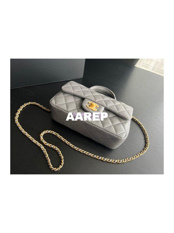 Replica Chanel Lambskin Mini Flap Bag With Metal Top Handle AS2431 Grey 7