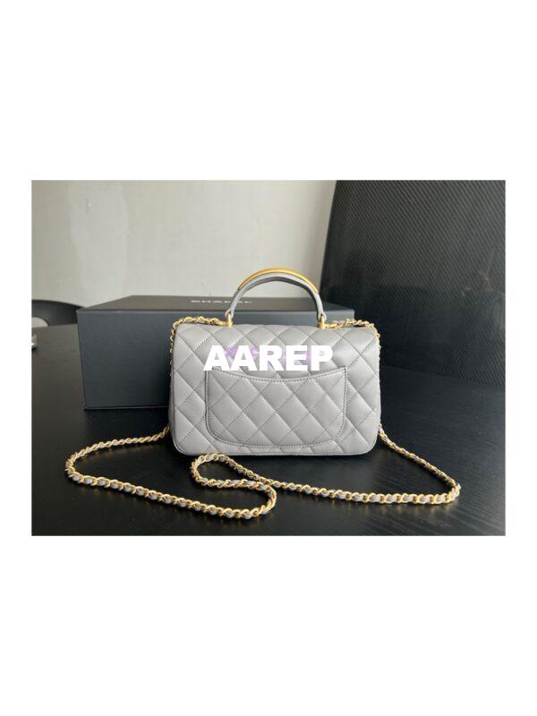 Replica Chanel Lambskin Mini Flap Bag With Metal Top Handle AS2431 Grey 8