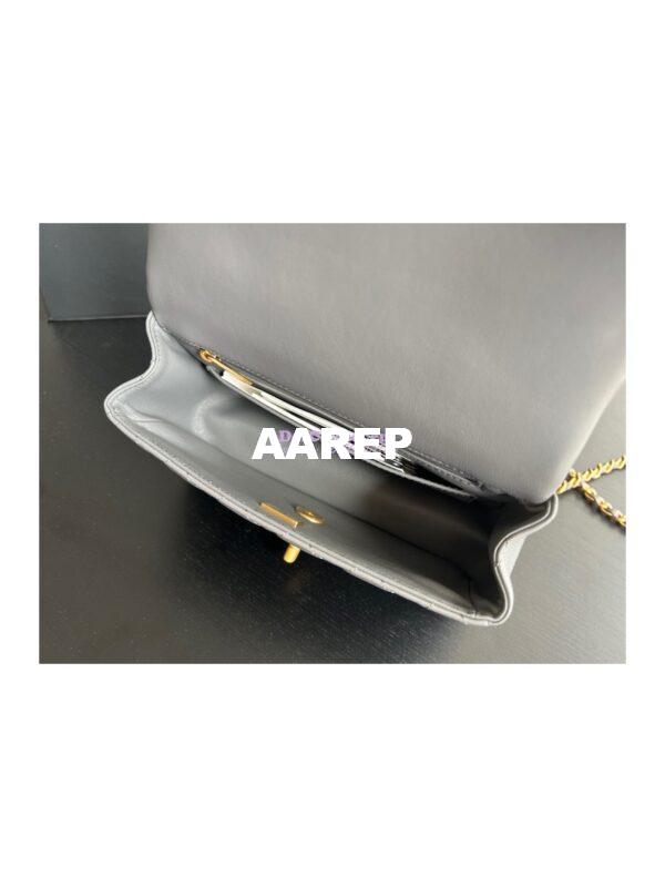 Replica Chanel Lambskin Mini Flap Bag With Metal Top Handle AS2431 Grey 9