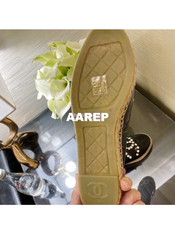 Replica Chanel Espadrilles G35602 with Rhinestones in Patent Lambskin Black 12