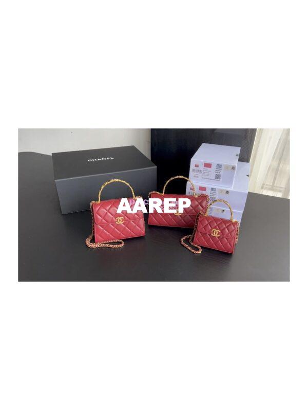 Replica Chanel Flap Phone Holder With Chain in Lambskin with Enamel Handle AP2946 Bordeaux Red 3