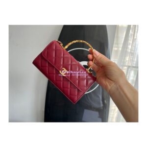 Replica Chanel Flap Phone Holder With Chain in Lambskin with Enamel Handle AP2946 Bordeaux Red 2