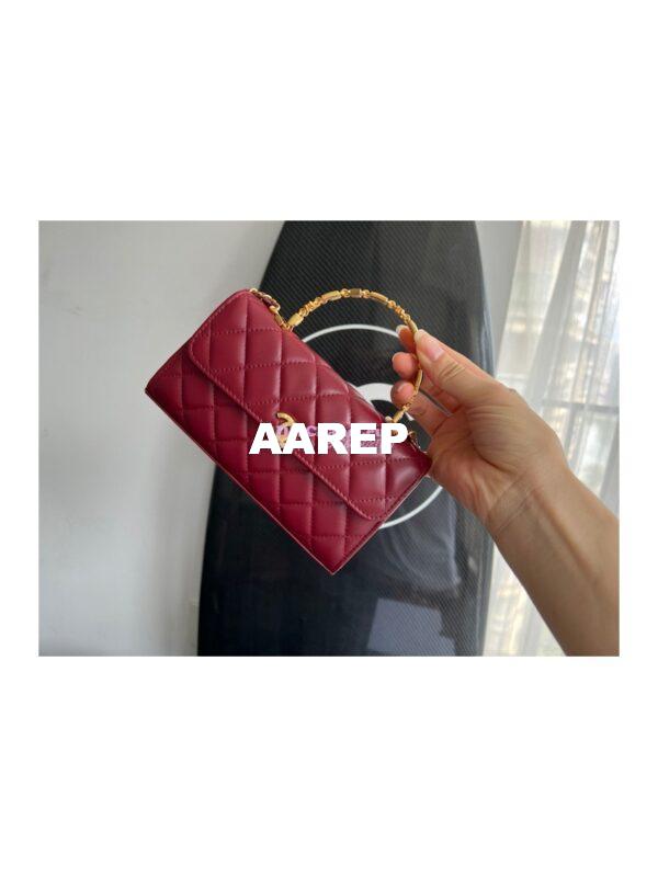 Replica Chanel Flap Phone Holder With Chain in Lambskin with Enamel Handle AP2946 Bordeaux Red 4