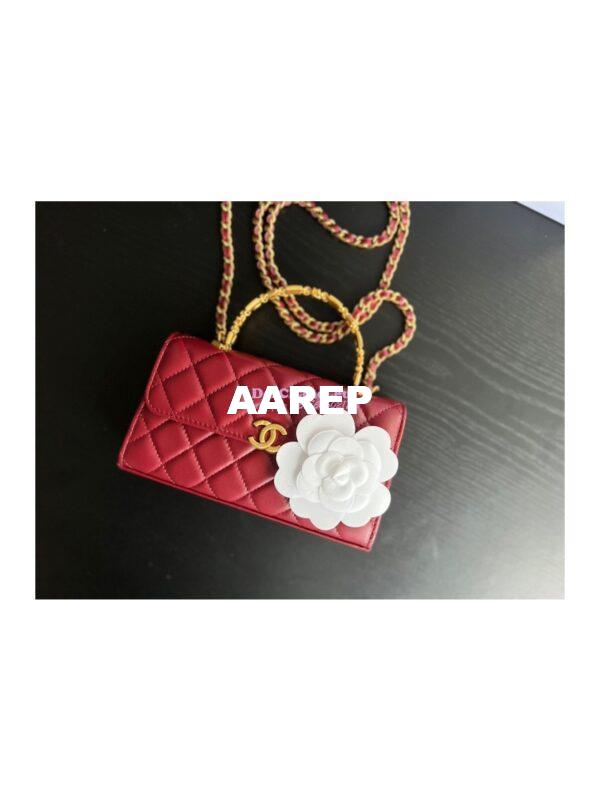 Replica Chanel Flap Phone Holder With Chain in Lambskin with Enamel Handle AP2946 Bordeaux Red 6