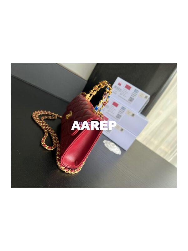 Replica Chanel Flap Phone Holder With Chain in Lambskin with Enamel Handle AP2946 Bordeaux Red 7