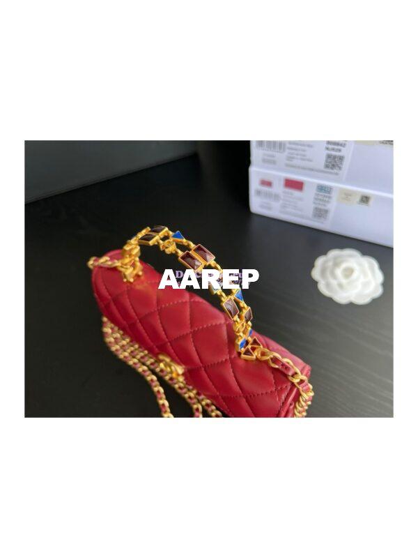Replica Chanel Flap Phone Holder With Chain in Lambskin with Enamel Handle AP2946 Bordeaux Red 8