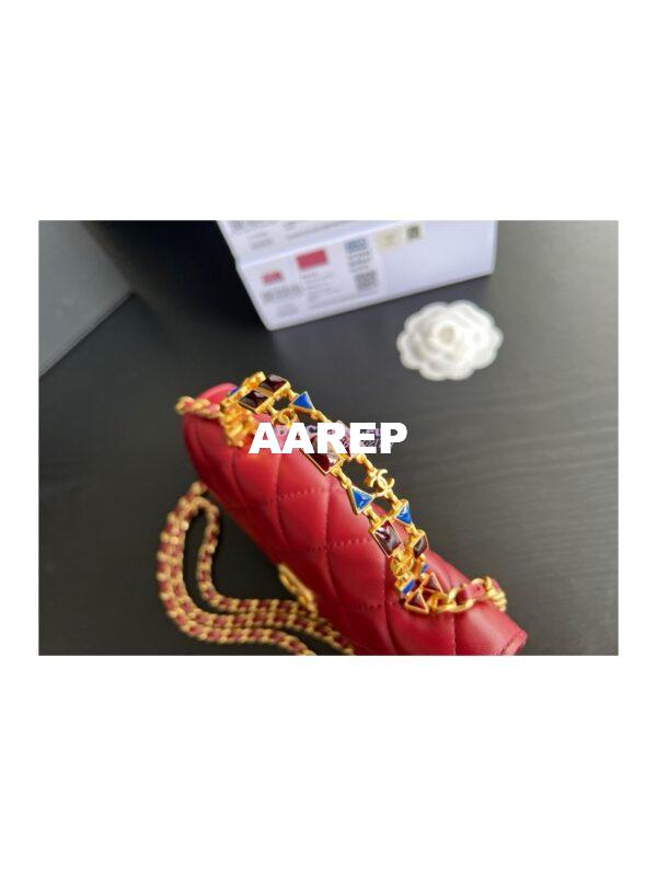 Replica Chanel Flap Phone Holder With Chain in Lambskin with Enamel Handle AP2946 Bordeaux Red 9