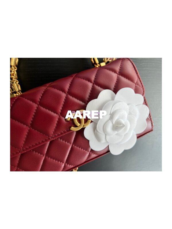 Replica Chanel Flap Phone Holder With Chain in Lambskin with Enamel Handle AP2946 Bordeaux Red 10