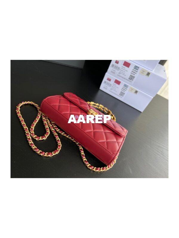 Replica Chanel Flap Phone Holder With Chain in Lambskin with Enamel Handle AP2946 Bordeaux Red 11