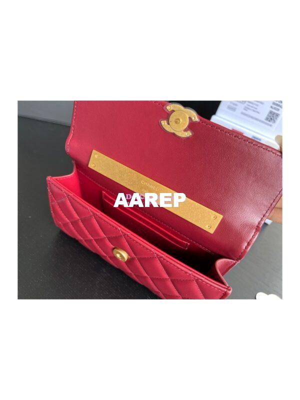 Replica Chanel Flap Phone Holder With Chain in Lambskin with Enamel Handle AP2946 Bordeaux Red 12