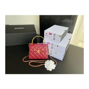 Replica Chanel Clutch With Chain in Lambskin with Enamel Handle AP2945 Bordeaux Red