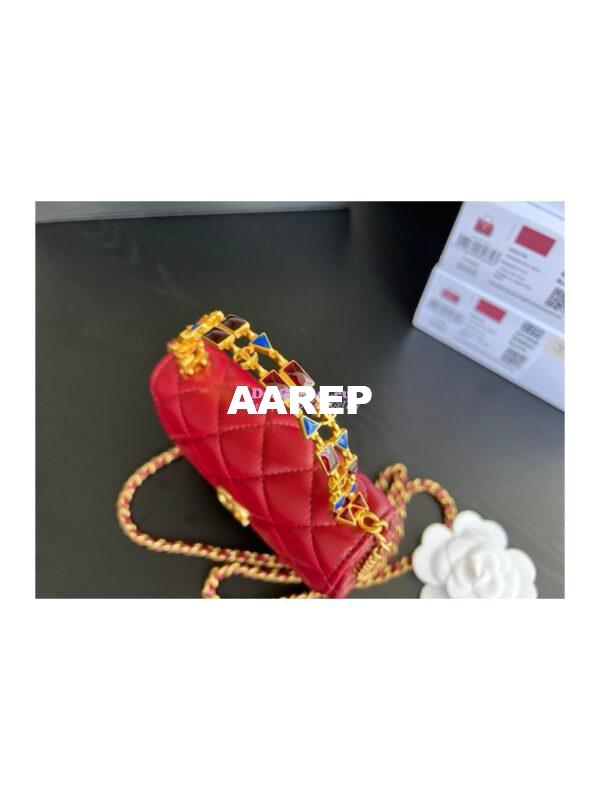 Replica Chanel Clutch With Chain in Lambskin with Enamel Handle AP2945 Bordeaux Red 3
