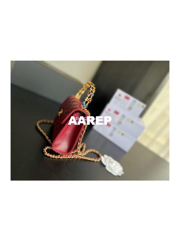 Replica Chanel Clutch With Chain in Lambskin with Enamel Handle AP2945 Bordeaux Red 4