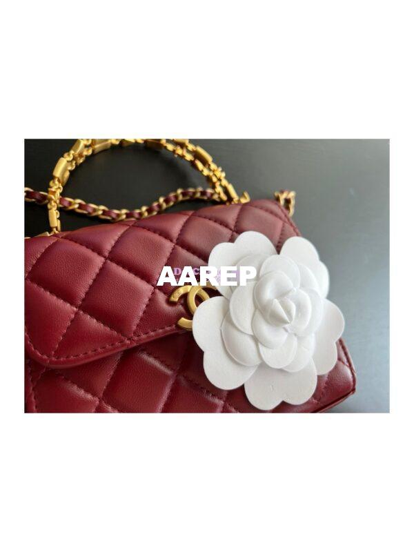 Replica Chanel Clutch With Chain in Lambskin with Enamel Handle AP2945 Bordeaux Red 5